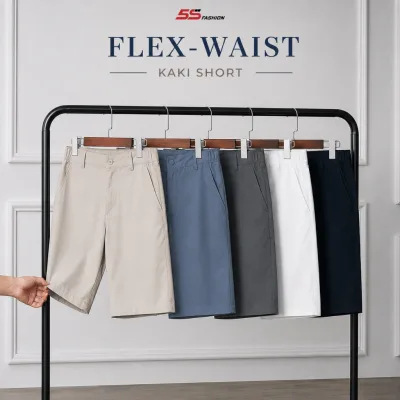 Quần Short Kaki Nam 5S FASHION FLEX-WAIST Thiết Kế Cạp Cúc Phối Chun Thoải Mái, Lịch Sự M0QSK26007