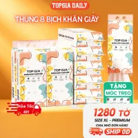 Khăn giấy Top Gia 8 bịch, khăn giấy vệ sinh treo tường cao cấp tặng kèm móc treo tường
