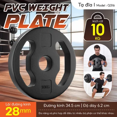 Q316-5/10KG Bánh Tạ Nhựa Đặc Ruột - Tạ Miếng Nhựa 5kg/10kg phù hợp tập gym, thể lực