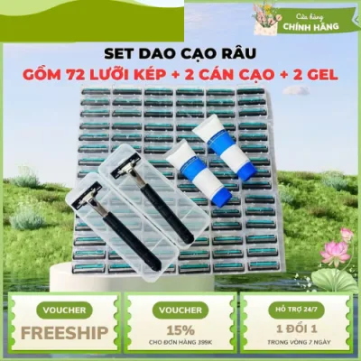 Combo 72 Lưỡi Dao Cạo Râu + 2 Cán Dao Tặng 2 Lọ Gel Làm Mềm Râu và Hộp Nhựa Đựng Cán (NgocAnhNgocAnh)
