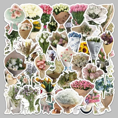 Set10/20/50 cái sticker chống nước BÓ HOA DOUYIN DỊU DÀNG DỄ THƯƠNG CHO NGƯỜI THƯƠNG dán mũ bảo hiểm vali laptop đàn