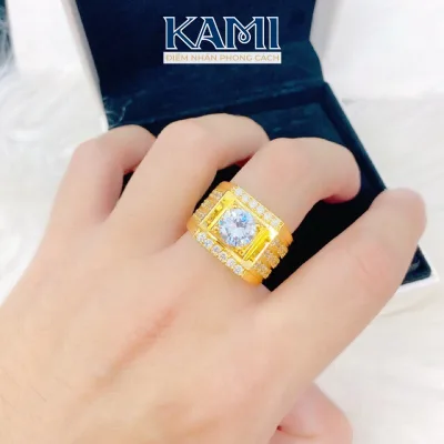 Nhẫn nam hột đá cz nhân tạo nhiều kiểu Kami trang sức sỉ