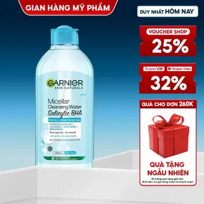 Nước làm sạch và tẩy trang Garnier Micellar Water dành cho mọi loại da 400ml