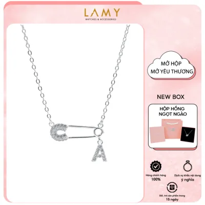 Dây chuyền bạc nam nữ LAMY mặt khóa ghim băng chữ cái đính đá Safety Pin Pendant 6468