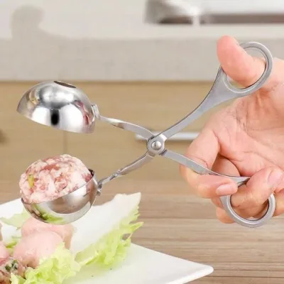 DỤNG CỤ KẸP THỊT VIÊN, CHẢ VIÊN INOX 304 KO GỈ - CÂY KẸP CƠM NẤM ĐỒ ĂN DẶM CHO BÉ - MUỖNG MÚC KEM ĐA NĂNG