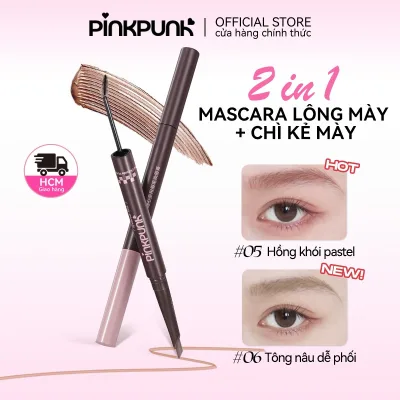 Mascara Lông Mày 2 đầu PinkPunk Chì kẻ mày Tự Nhiên 6 Màu Chống Nước & Nhòe Không Lem(280mg + 1.5g)