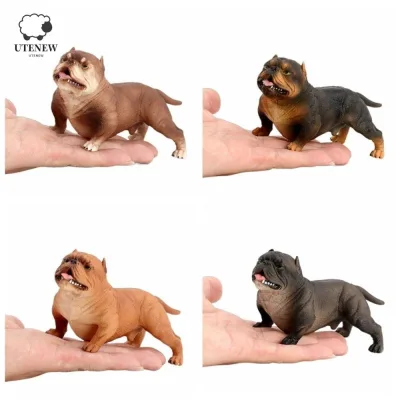 Mô hình Bulldog UTENEW, Mô phỏng giáo dục thu nhỏ Bulldog, Đồ chơi trẻ em Đồ trang trí mô hình động vật thực tế Bộ sưu tập tượng Pitbull