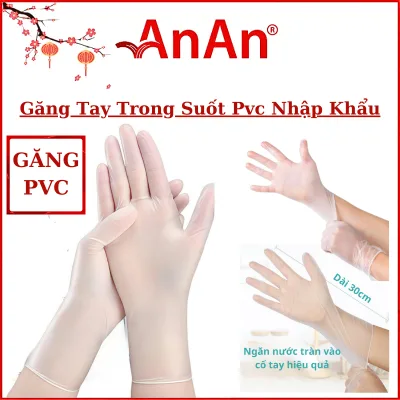 Găng Tay Dài 30cm Trong Suốt PVC Siêu Dai Và Găng 24cm Nhập Khẩu Malaysia Làm Từ Nhựa PVC Dùng Nấu Ăn, Massage