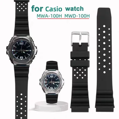 Dây đồng hồ silicon 18mm 20mm 22mm cho Casio MWA-100H/MWD-100H, chống thấm nước, đen, nam nữ