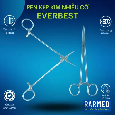 Pen kẹp kim Everbest, kìm kẹp kim tiêm y tế thép không gỉ, đặc nặng - Nhiều size