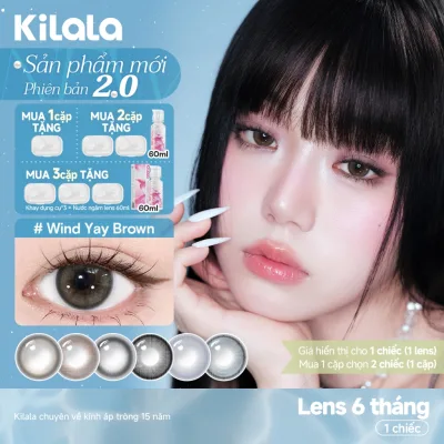 Kính áp tròng màu Kilala - Nâu Wind Yay Brown/ Xám Pearly Grey/ Đen Psychedelic Black lens cận 6 tháng DIA 14.2mm có độ (0-7) Ocean Pearl Collection[Giá 1 chiếc lens ]