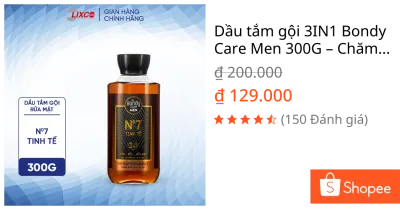 Dầu tắm gội 3IN1 Bondy Care Men 300G – Chăm sóc toàn diện