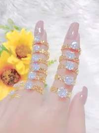 [Khuyến mãi lớn] Nhẫn nữ N402 Silver mạ vàng thật 18K đính đá trắng trẻ trung M 20R4.11, kiểu dáng Hàn Quốc hiện đại - phù hợp để dự tiệc hay làm quà tặng