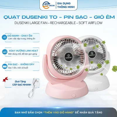 Dusenki Compact Rechargeable Desktop Fan with Strong Wind, Quiet Multi-Directional Rotation, 4 Convenient Modes, Suitable for Home Office, Bedroom, Traveling, Picnics, Energy Saving, Easy to Use, Long-Lasting Durability