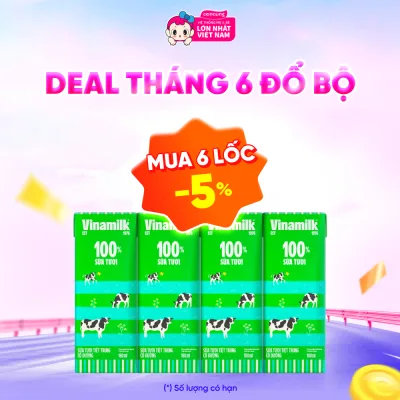Sữa tươi tiệt trùng có đường Vinamilk 180ml - Lốc 4 hộp