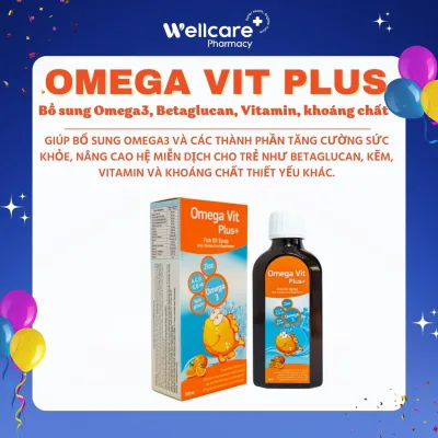 Omega Vit Plus – Chai 100ml Bổ sung Omega3, Betaglucan, khoáng chất phát triển toàn diện cho trẻ