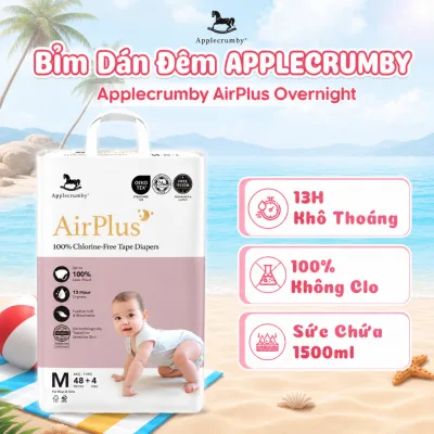 Bỉm tã dán đêm Applecrumby Airplus Overnight Tape size S - NB thoáng khí, êm ái