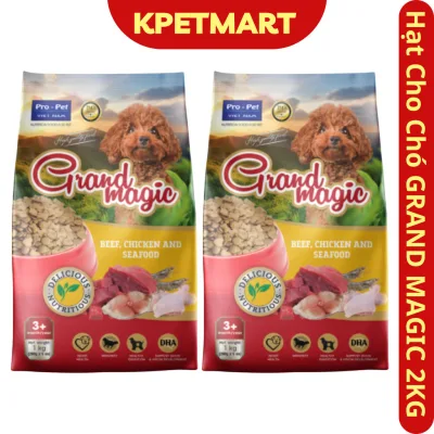 <KAG> COMBO 2 Túi Thức Ăn Cho Chó Cao Cấp Grand Magic 1kg (2 X 1kg) - Hạt Cho Chó Mọi Độ Tuổi - Thức Ăn Chó - KPETMART