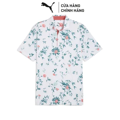 Áo Thun Thể Thao Golf PUMA Nam MATTR Water Floral Polo White Glow Màu Trắng