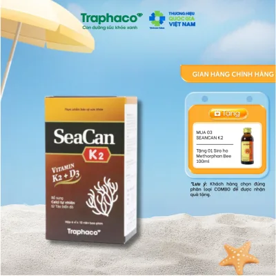 TPBVSK SEACAN K2 - Hỗ trợ Bổ Sung Canxi Tự Nhiên, Giảm Nguy Cơ Còi Xương, Loãng Xương Từ Tảo Biển Đỏ Hộp 60 Viên