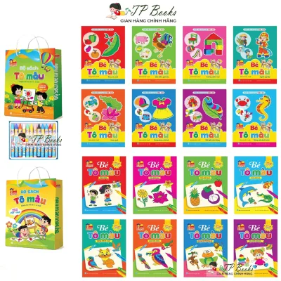 Combo 16 Quyến Sách Tô Màu Song Ngữ Anh Việt Cho Bé Từ 3-5 Tuổi - Nhiều Chủ Đề - Kèm Hộp Màu - Đồ Chơi Phát Triển Trí Thông Minh Cho Trẻ Em
