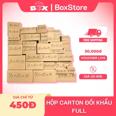 Combo 10 Hộp Carton Đối Khẩu Đa Dạng Kích Thước, Giải Pháp Đóng Hàng Tiết Kiệm BoxStore