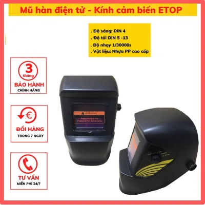 Mũ hàn điện tử có kính cảm biến ánh sáng có điều chỉnh chính hãng, Mặt nạ hàn điện tử bảo vệ mắt an toàn tuyệt đối