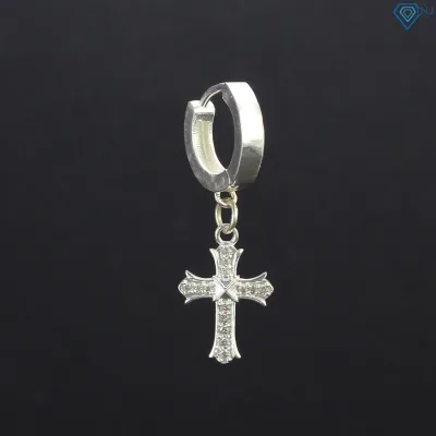 925 Sterling Silver Men's Earrings with Personalized Cross-Shaped Stones Bta0058 - Tnj Jewelry