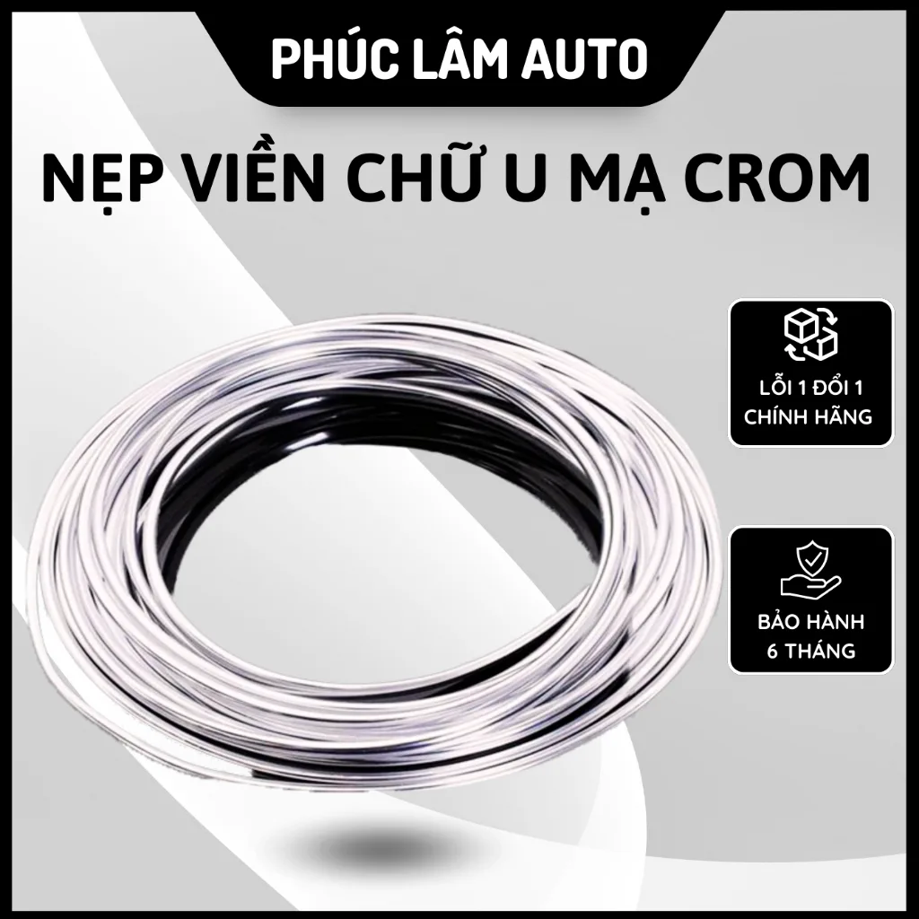[ Cuộn 15m] Nẹp viền chữ U mạ Crom trang bạc chống va đập và trang trí nội ngoại thất ô tô.