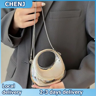 CHENJ Của phụ nữ chuỗi Crossbody Túi ví nhỏ Acrylic kim loại ánh nửa mặt trăng bên tiệc của phụ nữ túi sang trọng Túi xách