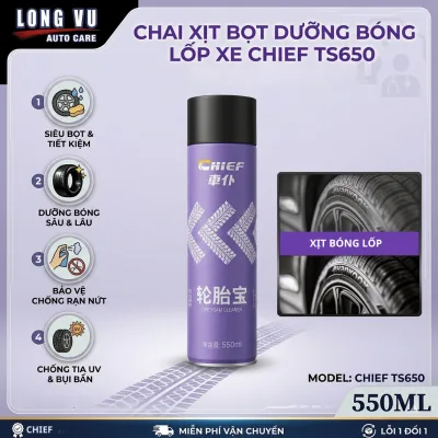 Chai Xịt Phủ Bóng Lốp Xe và Bảo Dưỡng CHIEF ST650 Tire Foam Cleaner 550ml